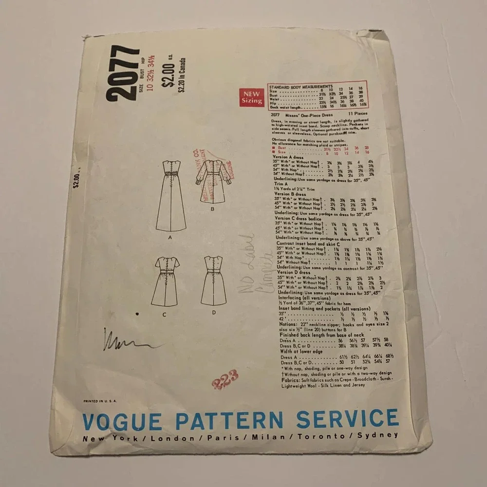 Vintage Sewing Patterns Assorted Sizes‎ Lot of 4